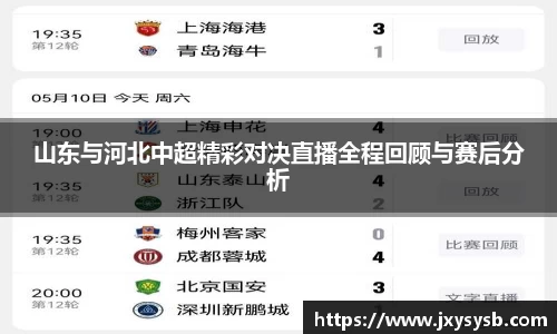 山东与河北中超精彩对决直播全程回顾与赛后分析
